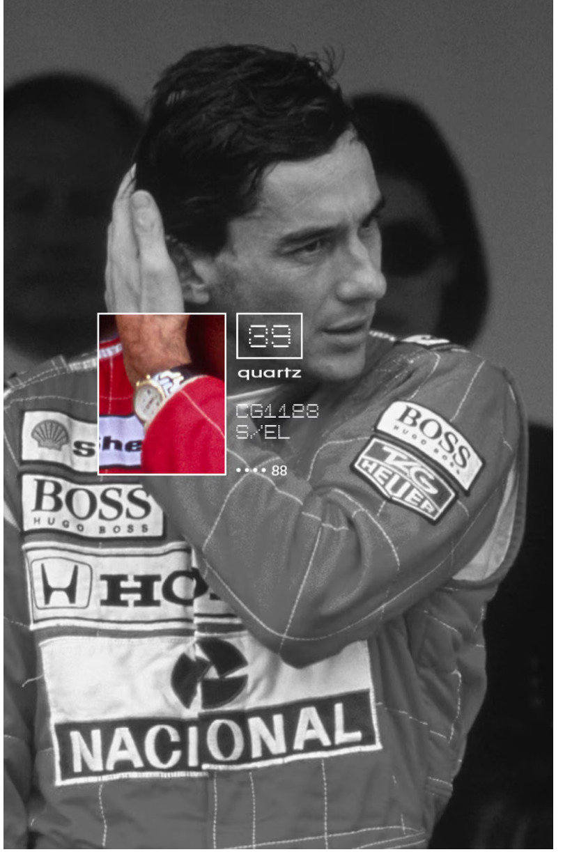 Ayrton Senna usando seu cronógrafo